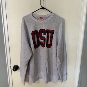 Ohio State Buckeyes Plaid HOMAGE Heather Gray Crewneck L